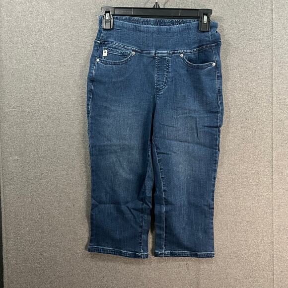 Belle by Kim Gravel Regular TripleLuxe Denim Pedal Pushers Rinse Wash, Reg 2 - Picture 1 of 9